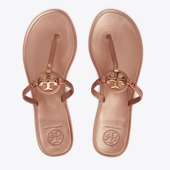 mini miller jelly thong sandal rose gold